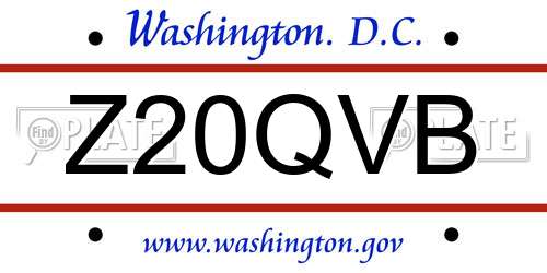 Z20QVB District Of Columbia License Plate
