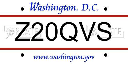 Z20QVS District Of Columbia License Plate