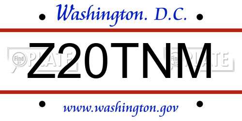 Z20TNM District Of Columbia License Plate