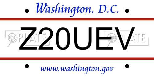 Z20UEV District Of Columbia License Plate