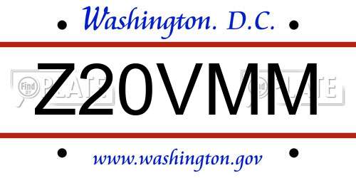Z20VMM District Of Columbia License Plate