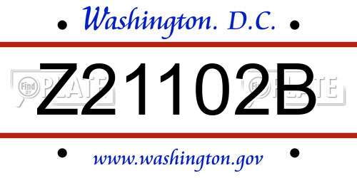 Z21102B District Of Columbia License Plate