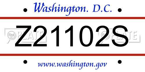 Z21102S District Of Columbia License Plate