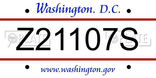 Z21107S District Of Columbia License Plate