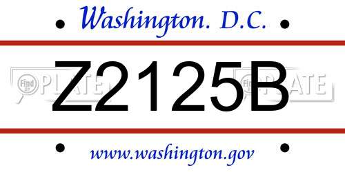 Z2125B District Of Columbia License Plate