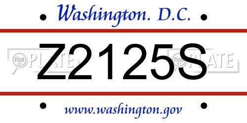 Z2125S District Of Columbia License Plate
