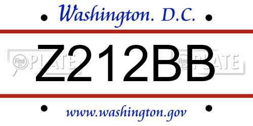 Z212BB District Of Columbia License Plate