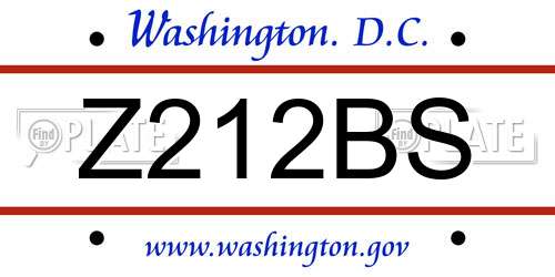 Z212BS District Of Columbia License Plate