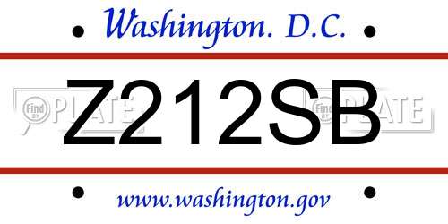 Z212SB District Of Columbia License Plate