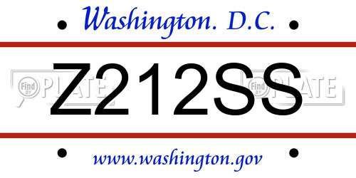Z212SS District Of Columbia License Plate
