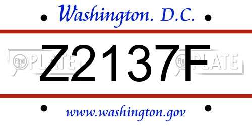 Z2137F District Of Columbia License Plate