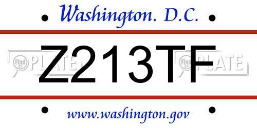 Z213TF District Of Columbia License Plate