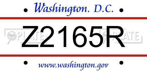 Z2165R District Of Columbia License Plate