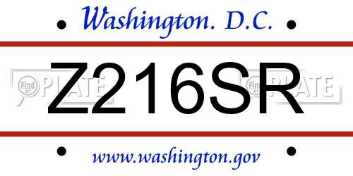 Z216SR District Of Columbia License Plate