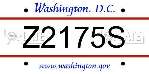 Z2175S District Of Columbia License Plate