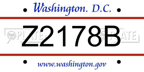 Z2178B District Of Columbia License Plate