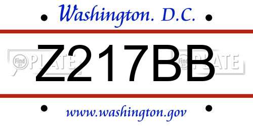 Z217BB District Of Columbia License Plate