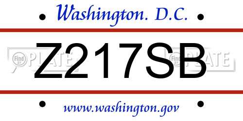 Z217SB District Of Columbia License Plate
