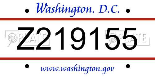 Z219155 District Of Columbia License Plate