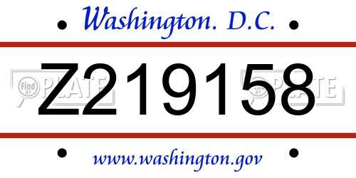 Z219158 District Of Columbia License Plate