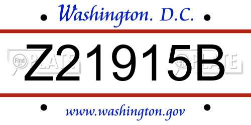 Z21915B District Of Columbia License Plate