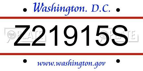 Z21915S District Of Columbia License Plate