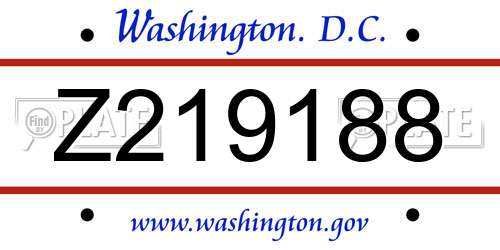 Z219188 District Of Columbia License Plate