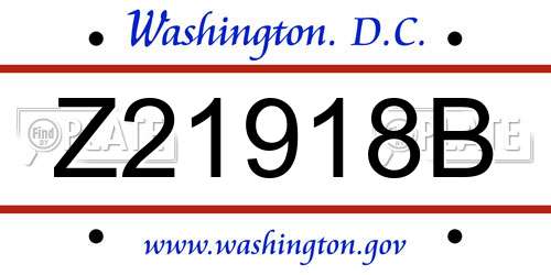 Z21918B District Of Columbia License Plate