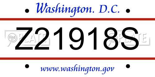 Z21918S District Of Columbia License Plate