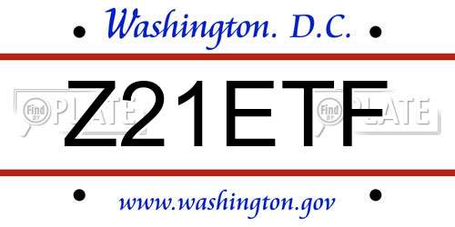 Z21ETF District Of Columbia License Plate