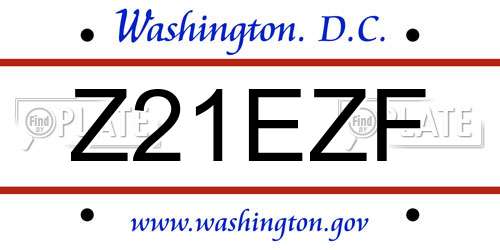 Z21EZF District Of Columbia License Plate