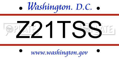 Z21TSS District Of Columbia License Plate
