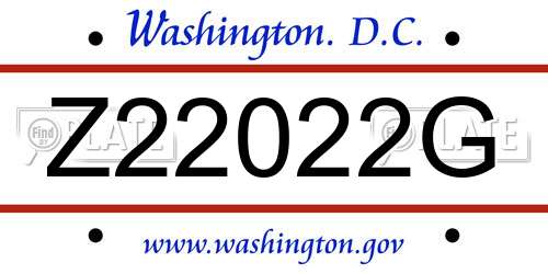 Z22022G District Of Columbia License Plate