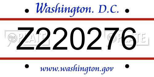 Z220276 District Of Columbia License Plate