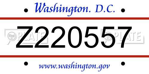 Z220557 District Of Columbia License Plate