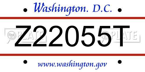 Z22055T District Of Columbia License Plate