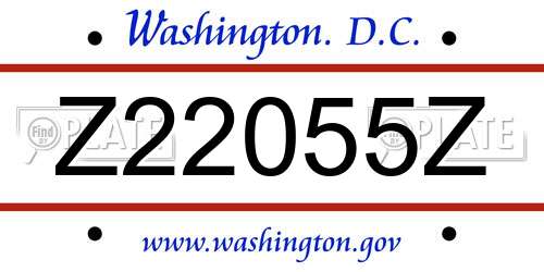 Z22055Z District Of Columbia License Plate