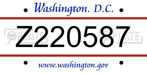 Z220587 District Of Columbia License Plate