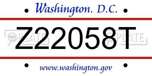 Z22058T District Of Columbia License Plate