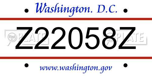 Z22058Z District Of Columbia License Plate