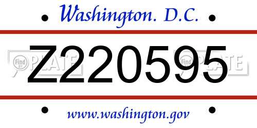 Z220595 District Of Columbia License Plate