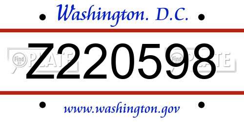 Z220598 District Of Columbia License Plate
