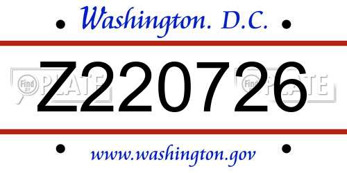Z220726 District Of Columbia License Plate