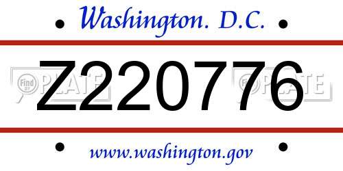 Z220776 District Of Columbia License Plate