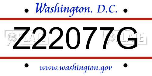 Z22077G District Of Columbia License Plate
