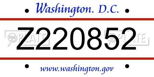 Z220852 District Of Columbia License Plate