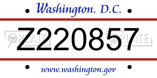 Z220857 District Of Columbia License Plate