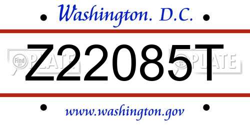 Z22085T District Of Columbia License Plate