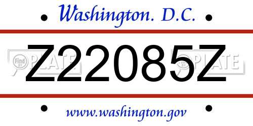 Z22085Z District Of Columbia License Plate
