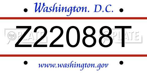 Z22088T District Of Columbia License Plate